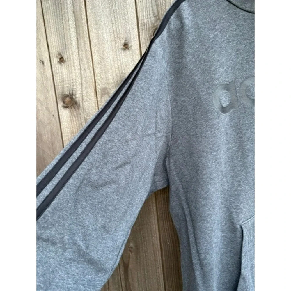 Adidas Mens Heather Gray 3-Stripe Pullover Hoodie Sweatshirt XL